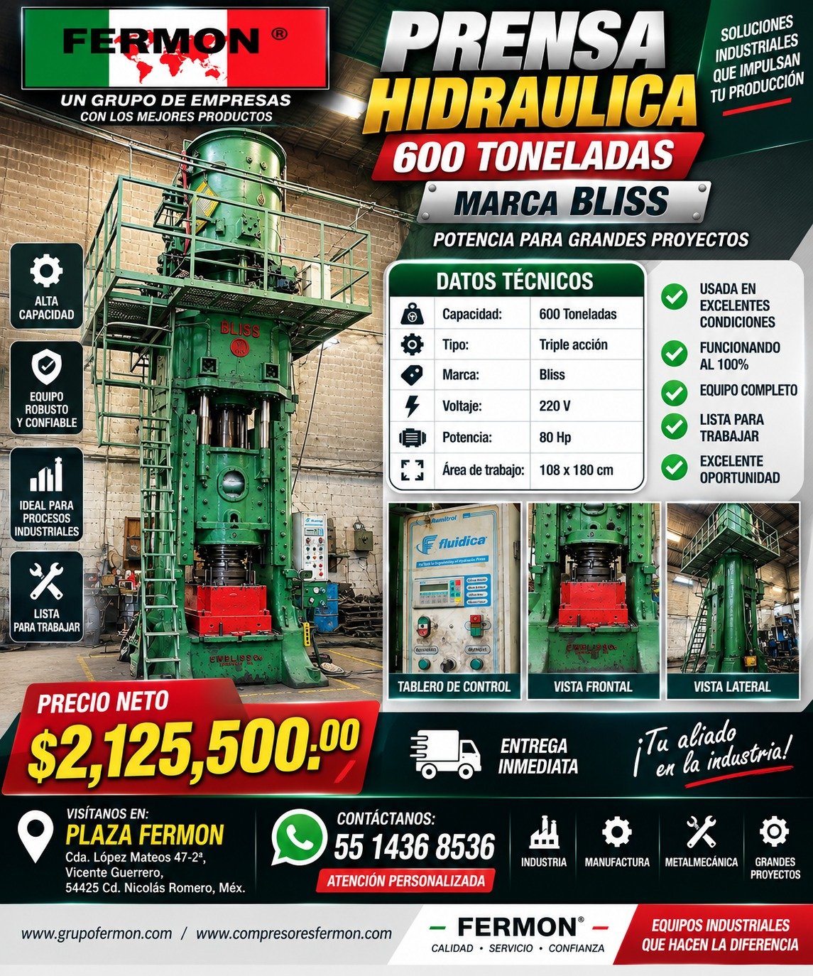 PRENSA HIDRÁULICA 600 TONELADAS BLISS