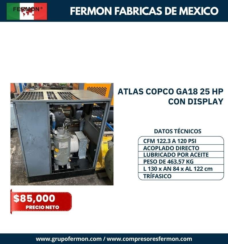 ATLAS COPCO GA18 CON DISPLAY