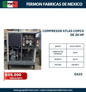 COMPRESOR ATLAS COPCO DE 30 HP GA22