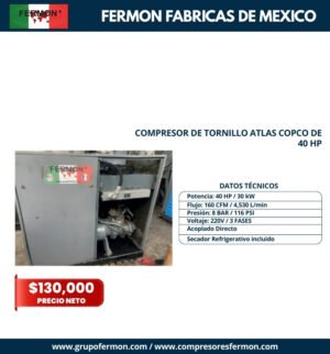 COMPRESOR DE TORNILLO ATLAS COPCO DE 40 HP