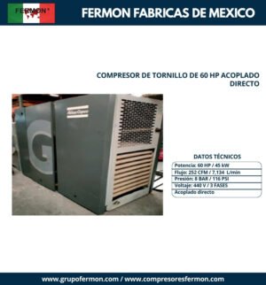 COMPRESOR DE TORNILLO DE 60 HP ACOPLADO DIRECTO