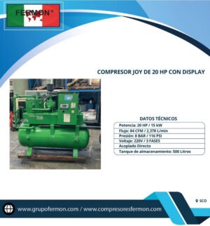 COMPRESOR JOY DE 20 HP CON DISPLAY