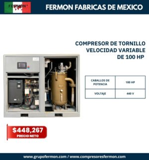 COMPRESOR DE TORNILLO VELOCIDAD VARIABLE DE 100 HP